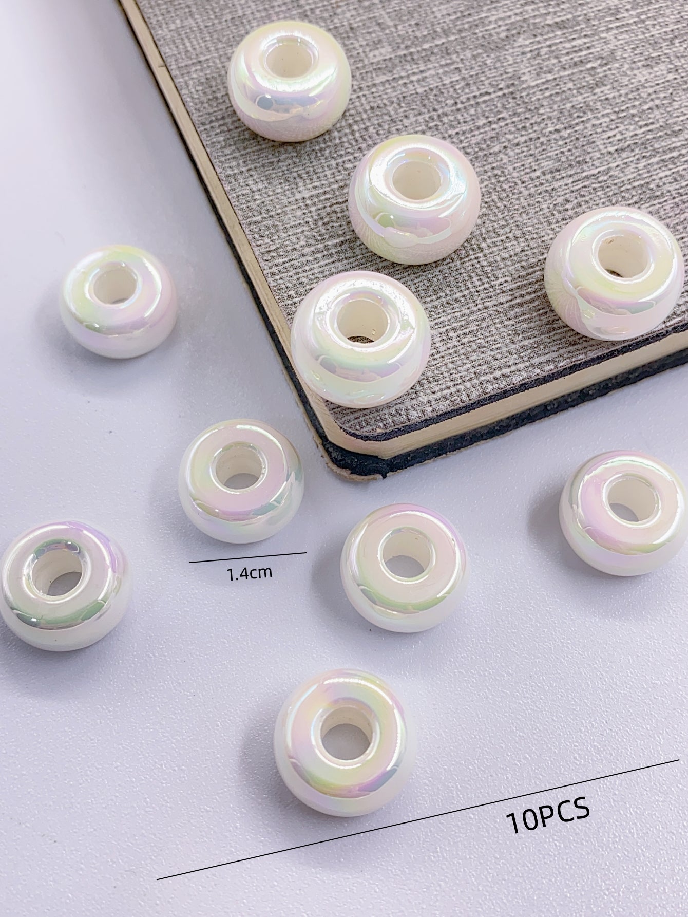 abs imitation pearl Aurora plated colored beaded acrylic wheel bead flat bead colored loose bead pendant necklace beaded bead jewelry