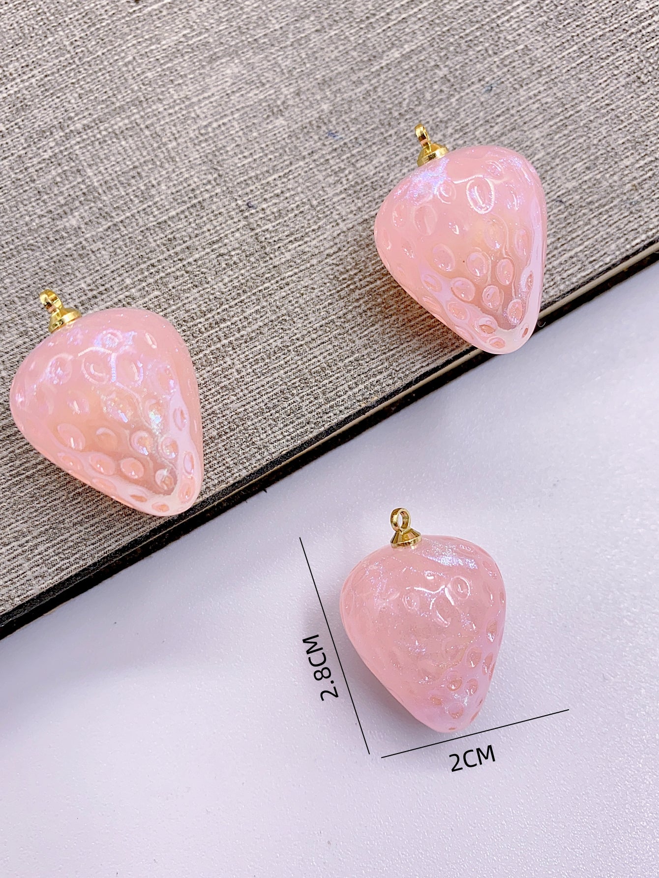 Half hole abs imitation Pearl Mermaid heart Empty talent series bead strawberry alloy pendant diy handmade hairpin accessories