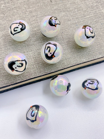 Personality cute painted cartoon beads ABS Imitation Pearl Jewelry Accessories diy Straight hole round bead jewelry necklace bracelet accessory beads