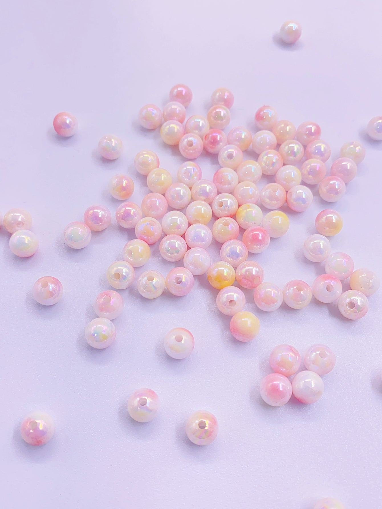 Two-color gradient candy color Multicoloured full round perforated ABS imitation pearl plastic beads DIY jewelry accessories pearl