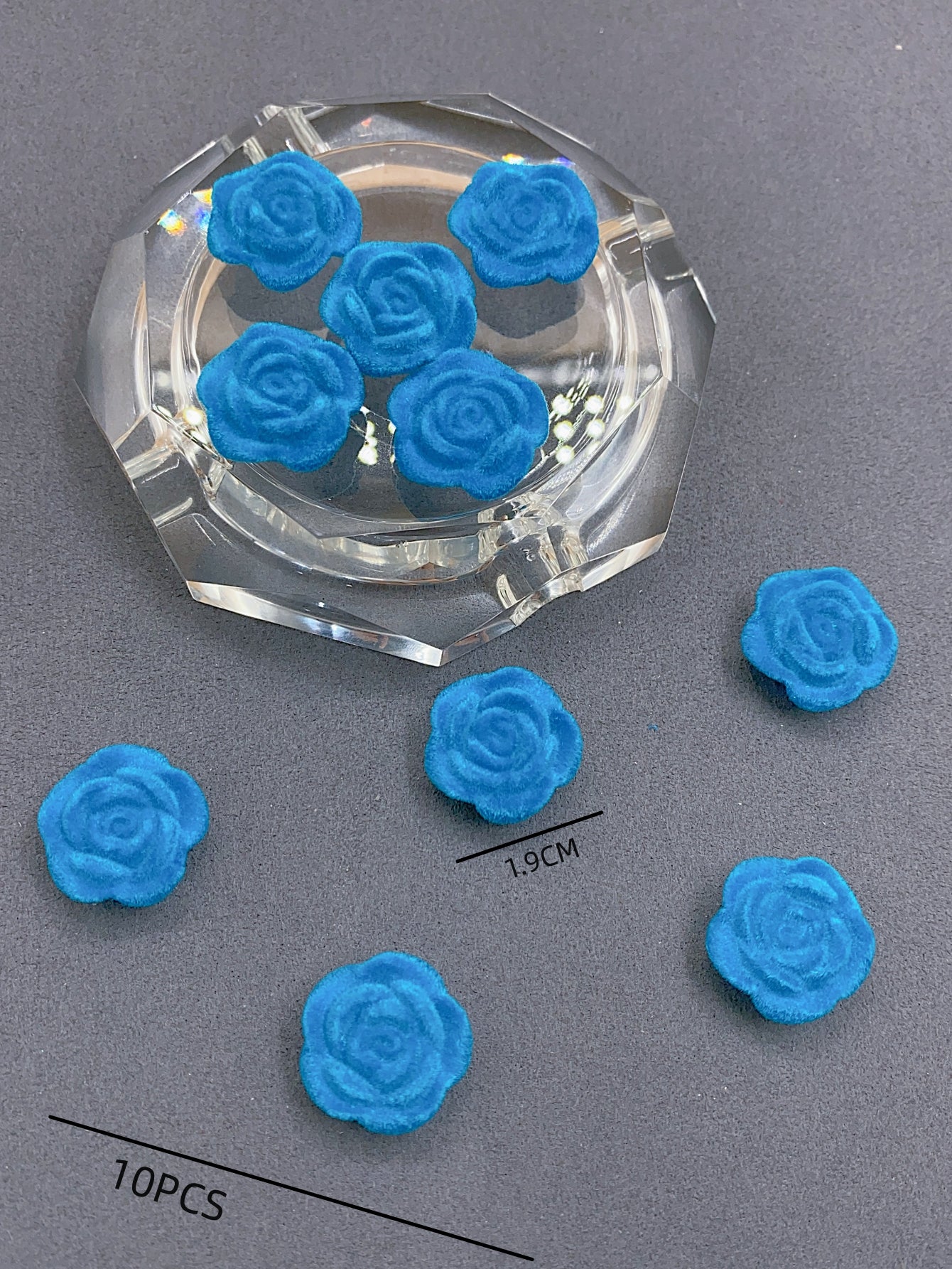 Acrylic solid color single hole straight hole flocking rose beads jewelry accessories hair accessories clothing accessories materials