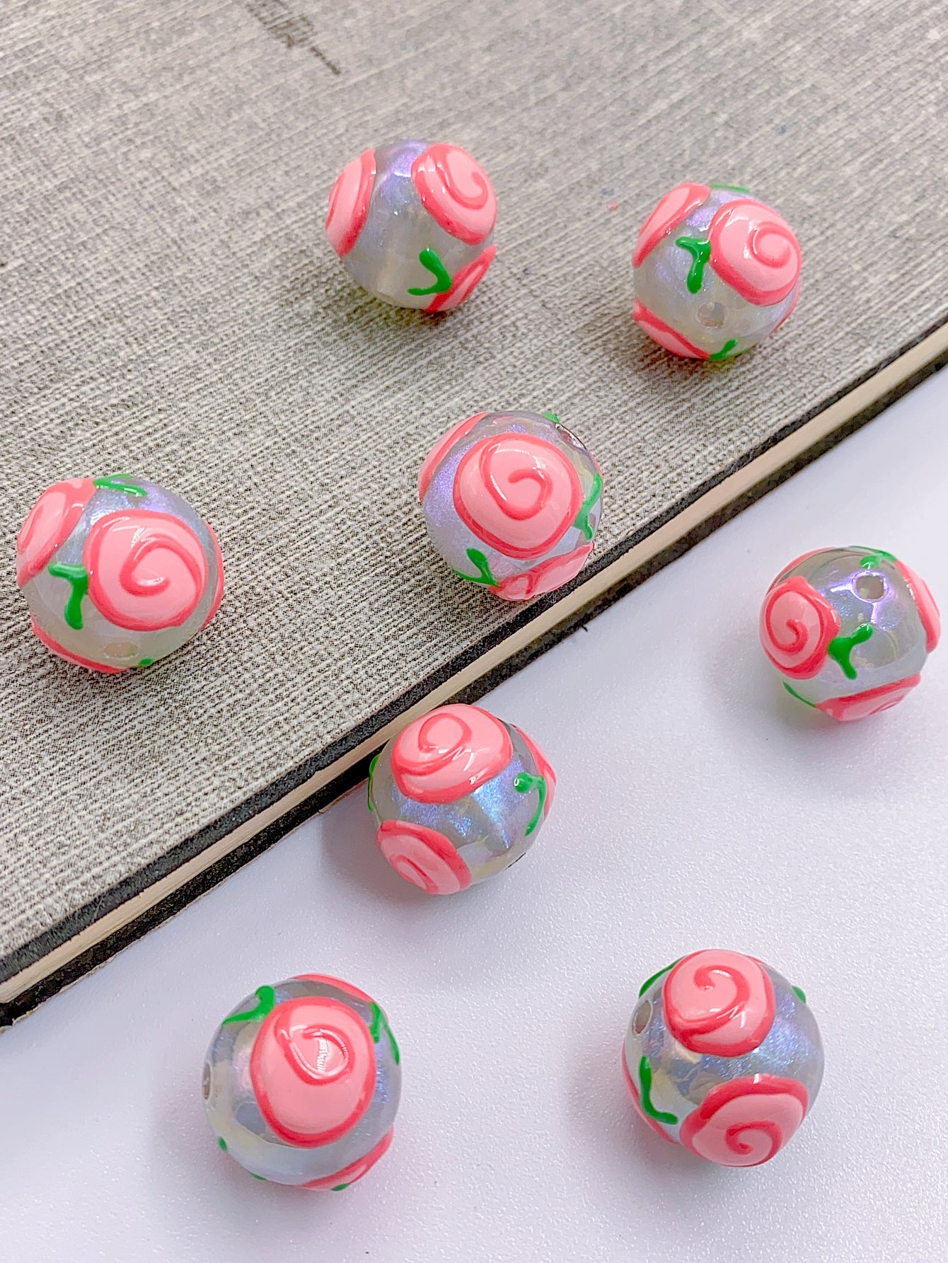 Personality cute painted cartoon beads ABS Imitation Pearl Jewelry Accessories diy Straight hole round bead jewelry necklace bracelet accessory beads