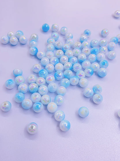 Two-color gradient candy color Multicoloured full round perforated ABS imitation pearl plastic beads DIY jewelry accessories pearl