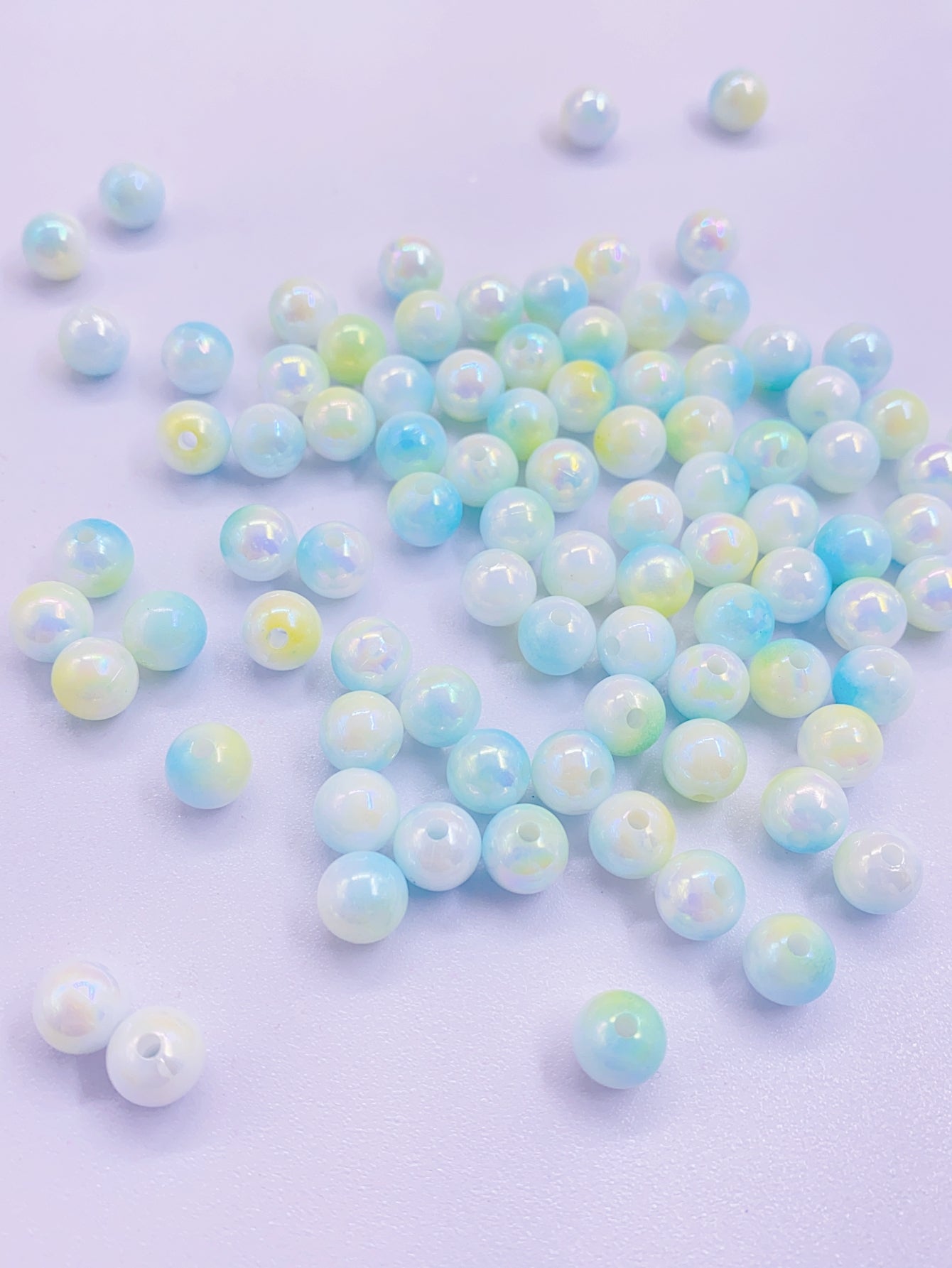 Two-color gradient candy color Multicoloured full round perforated ABS imitation pearl plastic beads DIY jewelry accessories pearl