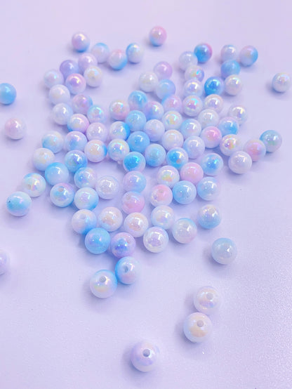 Two-color gradient candy color Multicoloured full round perforated ABS imitation pearl plastic beads DIY jewelry accessories pearl