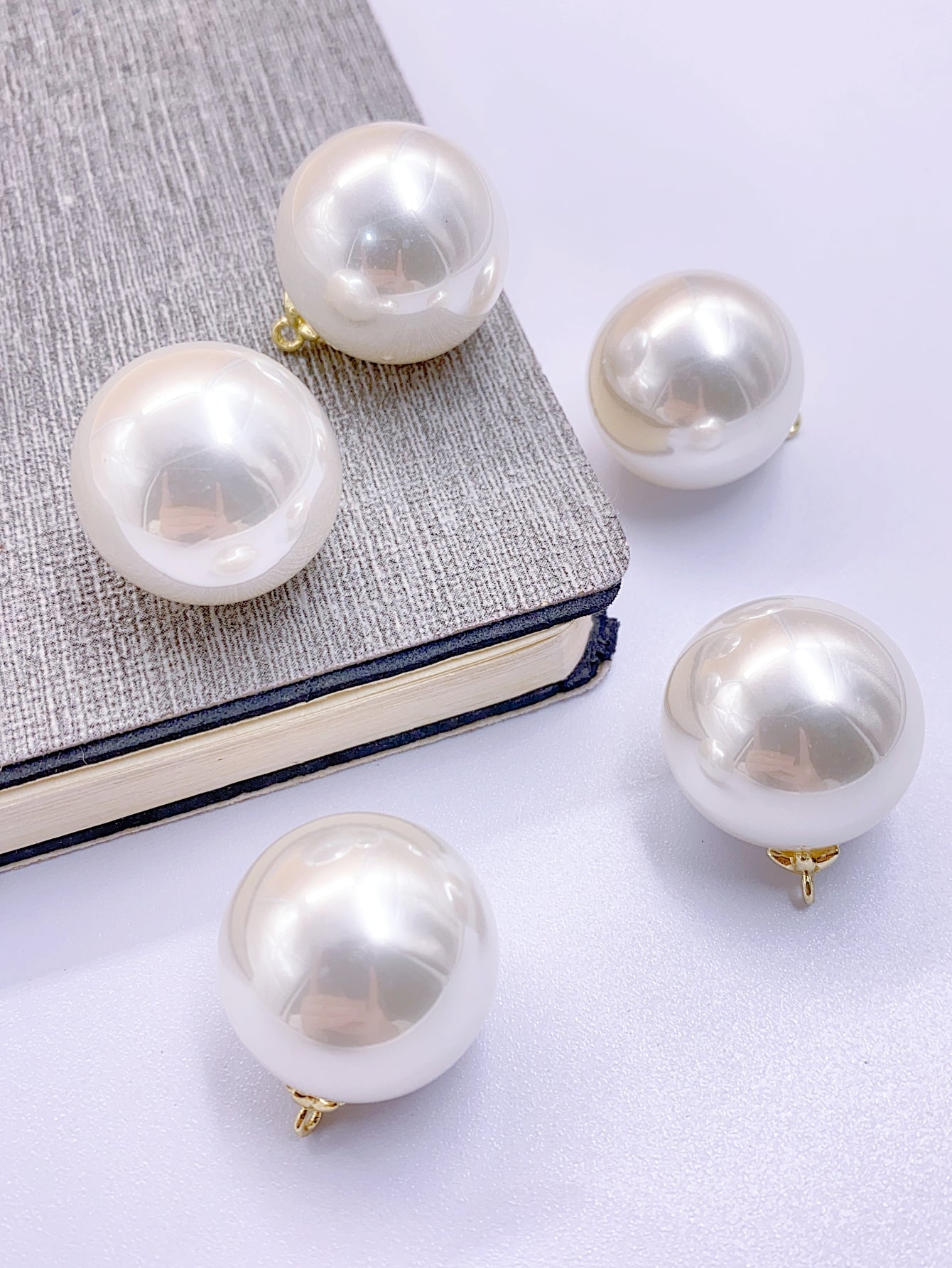 abs imitation pearl new fashion large round bead six claw alloy head hanging diy clothing jewelry accessories pendant pearl