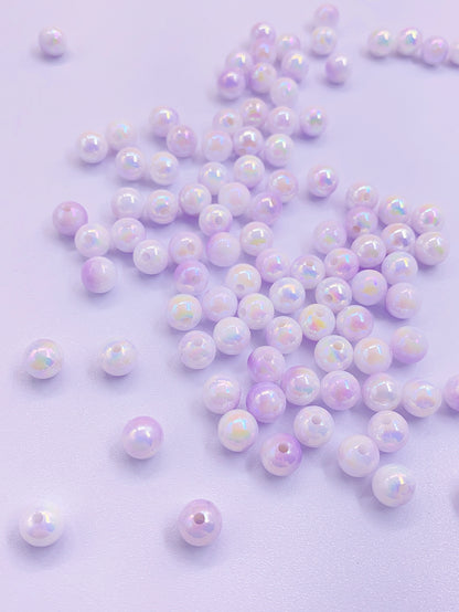 Two-color gradient candy color Multicoloured full round perforated ABS imitation pearl plastic beads DIY jewelry accessories pearl