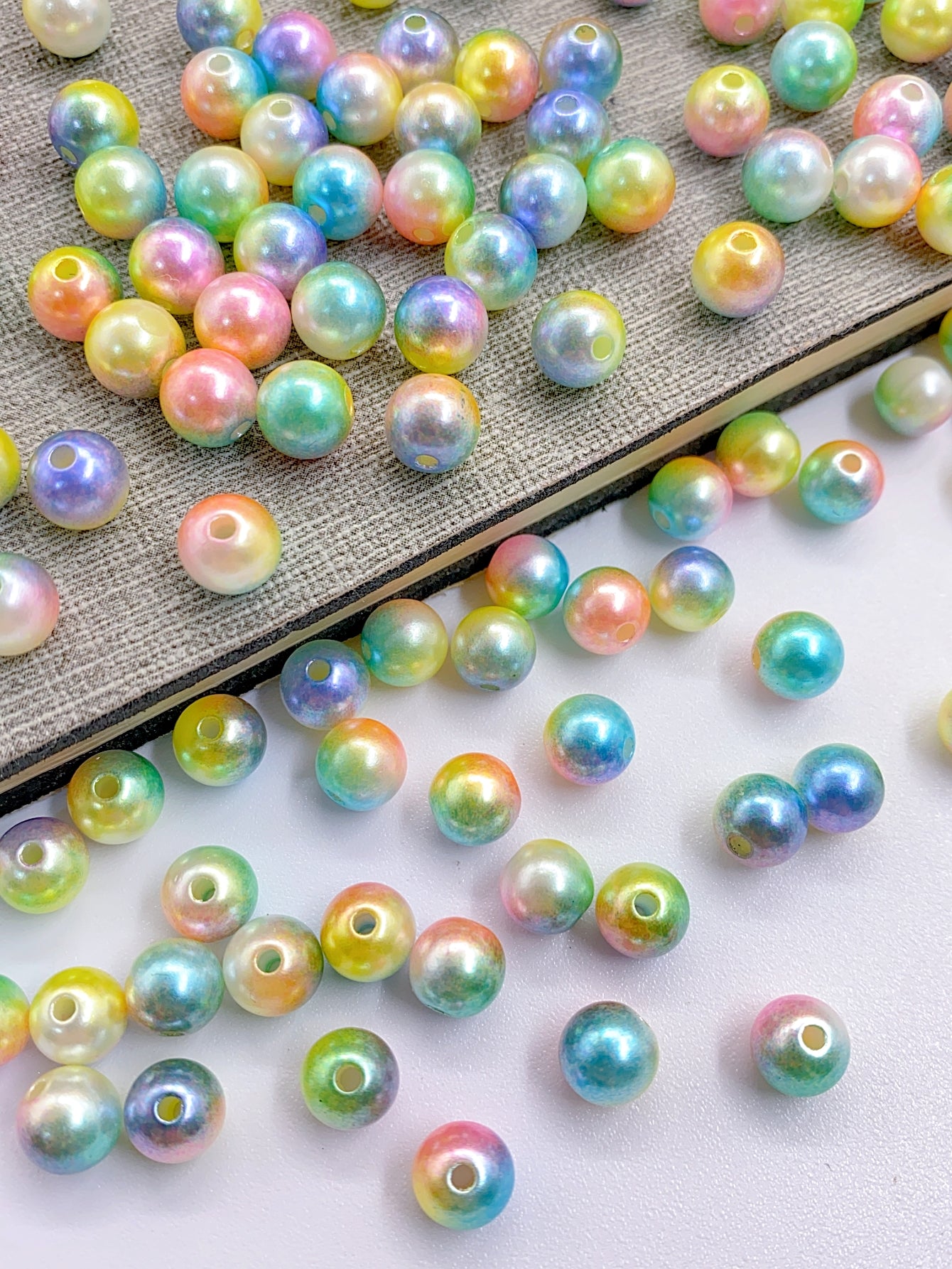 ABS imitation pearl multicolored round bead bracelet necklace loose bead diy jewelry clothing materials accessories multi-color mixed pearls