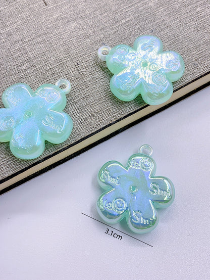 New colorful starry sky color five-petal flower pendant diy jewelry accessories accessories hanging