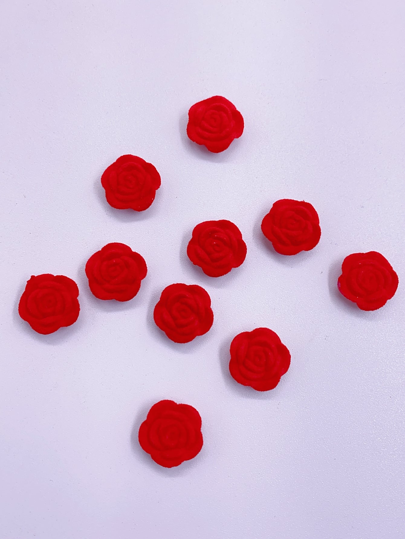 Acrylic solid color single hole straight hole flocking rose beads jewelry accessories hair accessories clothing accessories materials