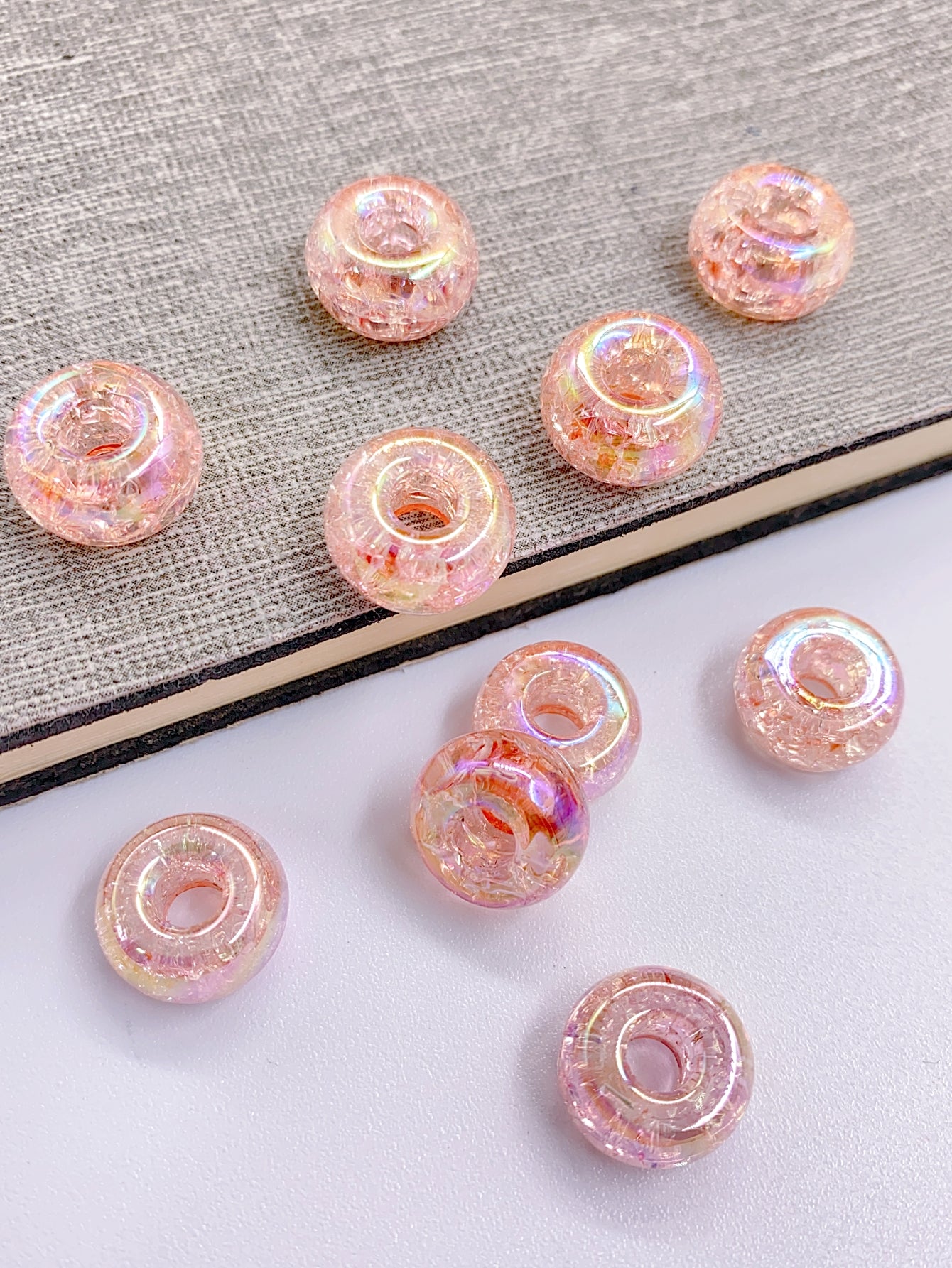 abs imitation pearl Mermaid Crack series acrylic wheel bead flat bead colored loose bead pendant necklace wearing bead jewelry