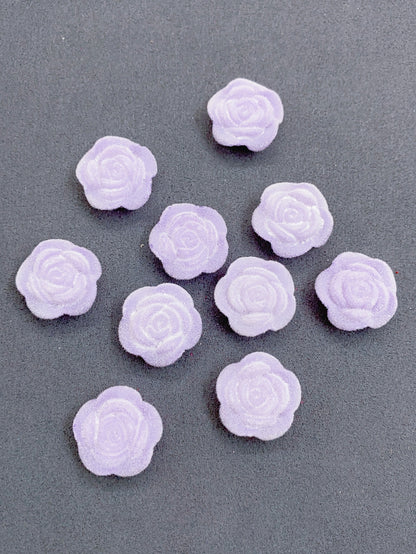 Acrylic solid color single hole straight hole flocking rose beads jewelry accessories hair accessories clothing accessories materials