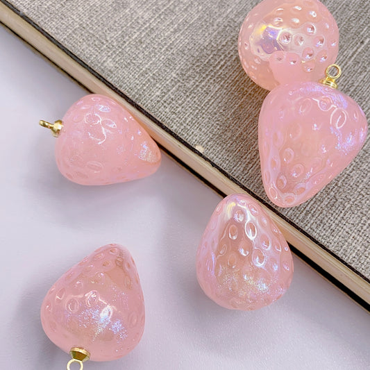 Half hole abs imitation Pearl Mermaid heart Empty talent series bead strawberry alloy pendant diy handmade hairpin accessories