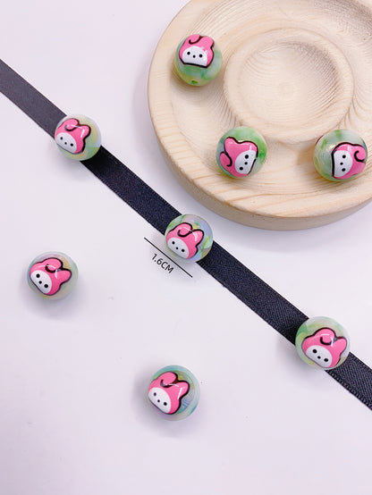 New hand-painted cartoon painted beads Acrylic beading diy loose bead bracelet mobile phone chain accessories drip beads accessories materials