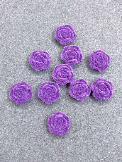 Acrylic solid color single hole straight hole flocking rose beads jewelry accessories hair accessories clothing accessories materials