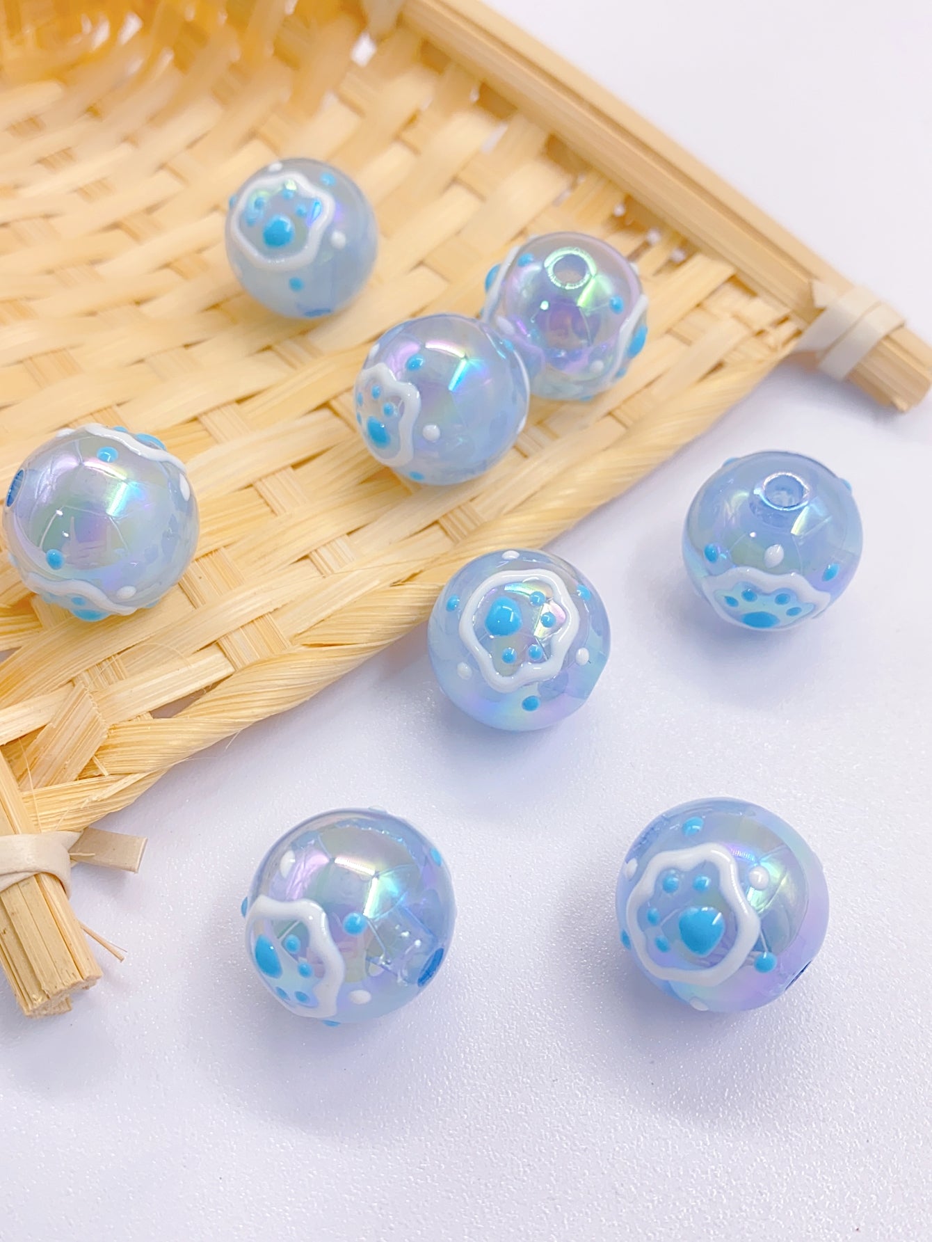 Personality cute painted cartoon beads ABS Imitation Pearl Jewelry Accessories diy Straight hole round bead jewelry necklace bracelet accessory beads