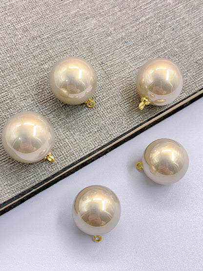 New alloy head large round bead Pearl accessories DIY jewelry clothing pendant abs imitation pearl high highlight round bead hanging