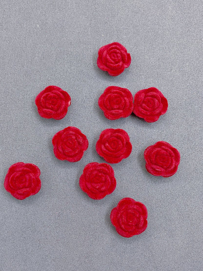 Acrylic solid color single hole straight hole flocking rose beads jewelry accessories hair accessories clothing accessories materials