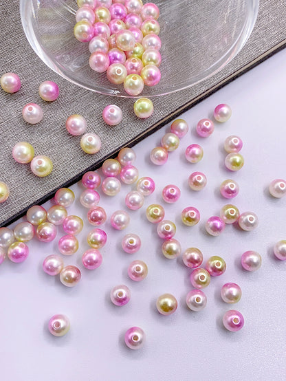 ABS imitation pearl multicolored round bead bracelet necklace loose bead diy jewelry clothing materials accessories multi-color mixed pearls