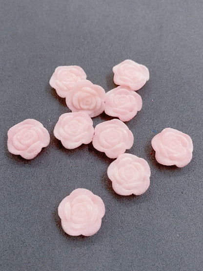 Acrylic solid color single hole straight hole flocking rose beads jewelry accessories hair accessories clothing accessories materials