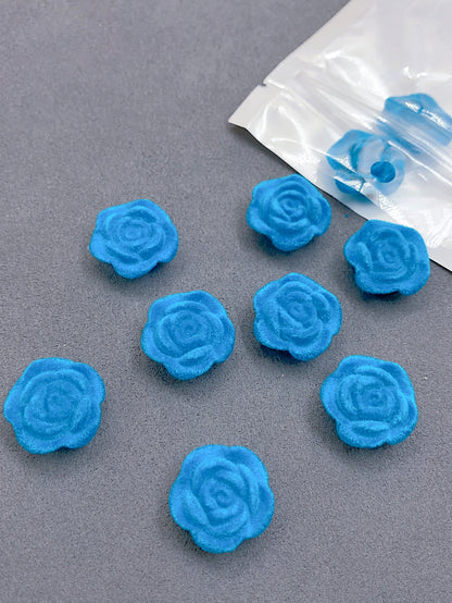 Acrylic solid color single hole straight hole flocking rose beads jewelry accessories hair accessories clothing accessories materials