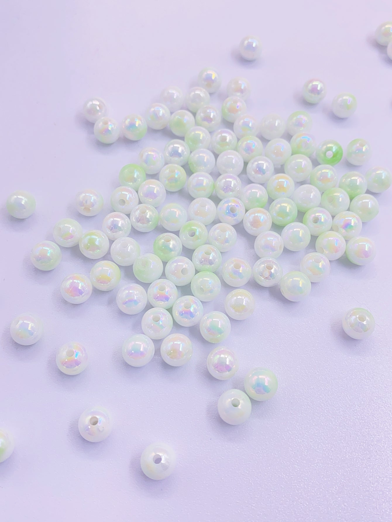 Two-color gradient candy color Multicoloured full round perforated ABS imitation pearl plastic beads DIY jewelry accessories pearl