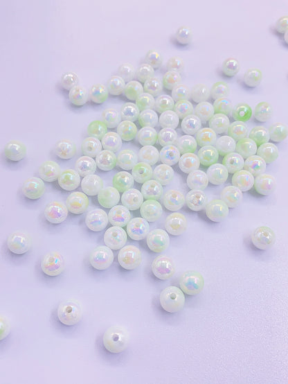 Two-color gradient candy color Multicoloured full round perforated ABS imitation pearl plastic beads DIY jewelry accessories pearl