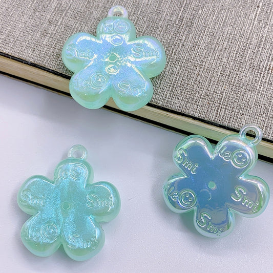 New colorful starry sky color five-petal flower pendant diy jewelry accessories accessories hanging