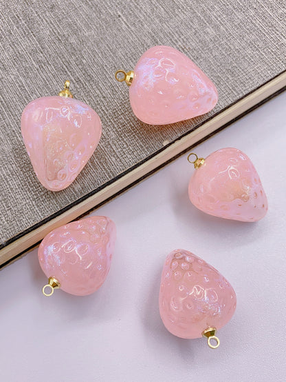 Half hole abs imitation Pearl Mermaid heart Empty talent series bead strawberry alloy pendant diy handmade hairpin accessories