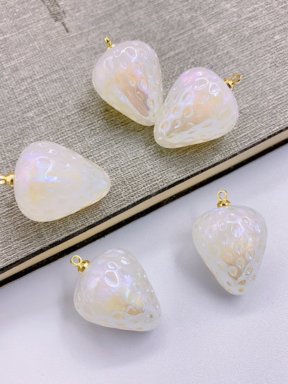 Half hole abs imitation Pearl Mermaid heart Empty talent series bead strawberry alloy pendant diy handmade hairpin accessories