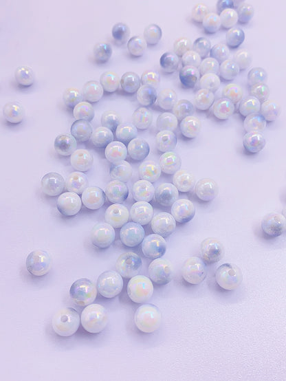 Two-color gradient candy color Multicoloured full round perforated ABS imitation pearl plastic beads DIY jewelry accessories pearl