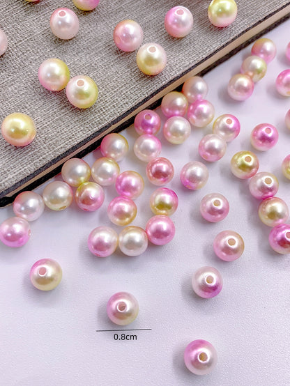 ABS imitation pearl multicolored round bead bracelet necklace loose bead diy jewelry clothing materials accessories multi-color mixed pearls