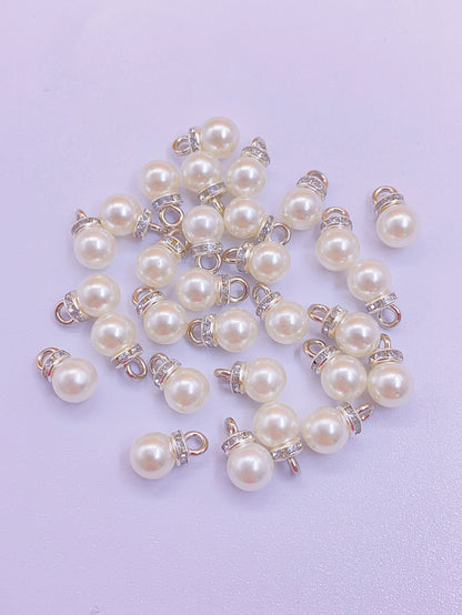 New bright eye ring ABS imitation pearl pendant Pearl diy pearl beaded water grinding plastic round bead accessories